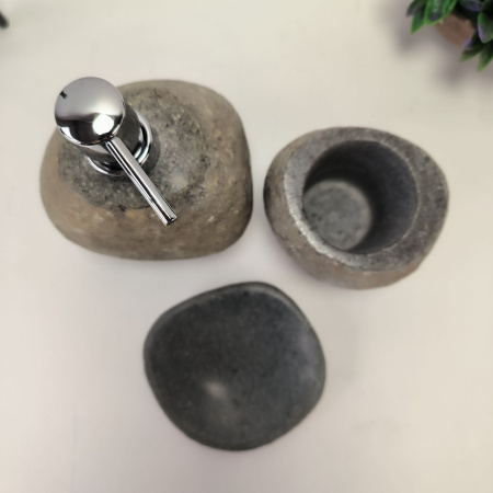 Набор из речного камня 3 предмета RN-03132 дозатор, стаканчик,мыльница