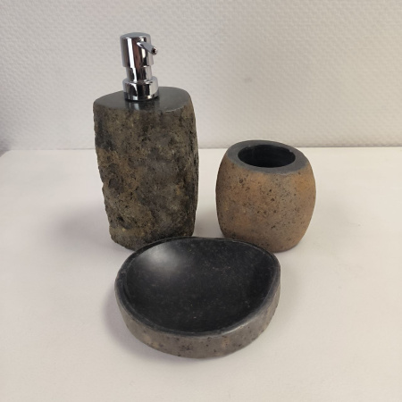 Набор из речного камня 3 предмета RN-03816 дозатор, стаканчик,мыльница) (143,144,145)